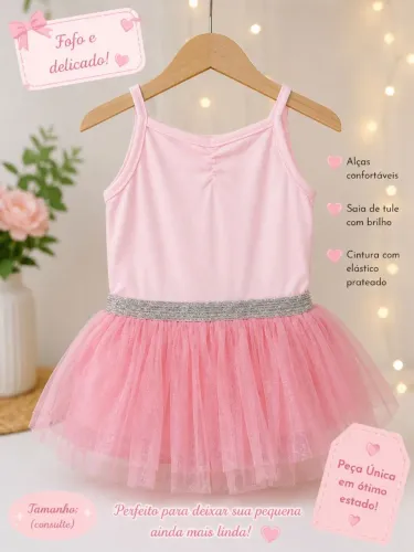 Vestidinho Infantil com saia de tule