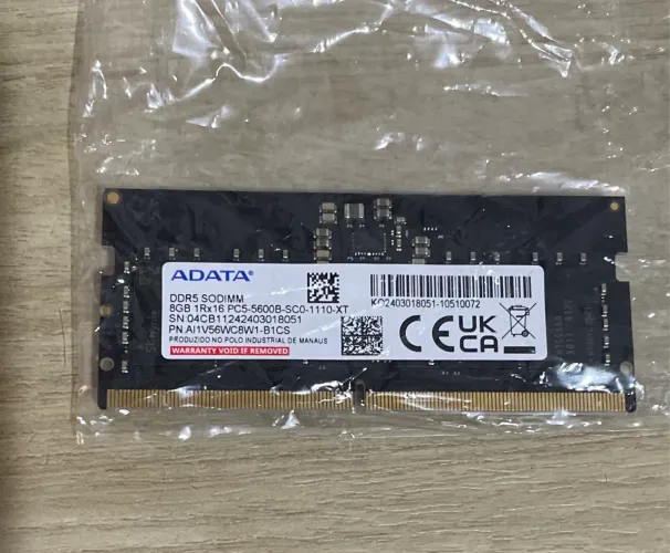 Memória Adata 8gb ddr5 notebook 5600mhz (nova)
