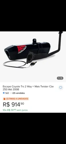 Escapamento Way2 Coyote CBX TWISTER