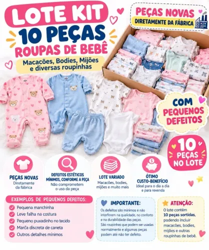 LOTE COM 10 PEÇAS DE ROUPINHAS DE BEBÊ-DIRETO DA FÁBRICA