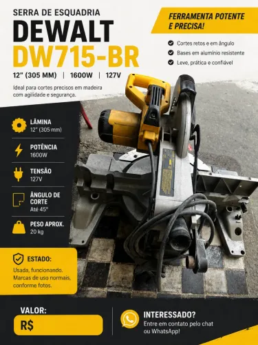 Serra de Esquadria DeWalt DW715-BR 12? 1600W 127V
