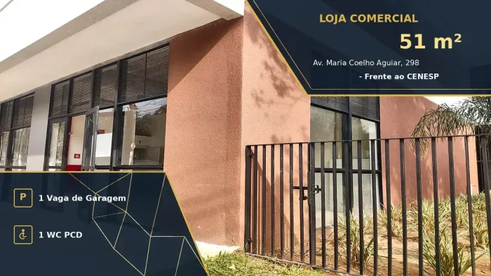 OPORTUNIDADE! LOJA COMERCIAL DE 51M² COM VAGA DE GARAGEM EM FRENTE AO CENESP!