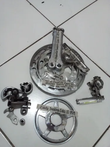 Kit Pedivela,Protetor,Câmbio Suntor 1980,Câmbio traseiro Ano1976. Quatro peças bike