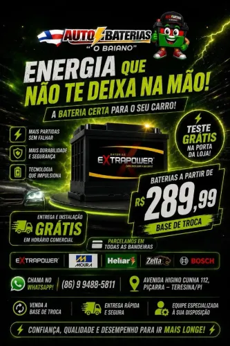 Bateria extrapower 60ah por 290 avista a base de troca,1 ano de garantia