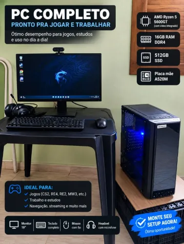Vendo Pc gamer - Ryzen 5600gt 16gb RAM (2x 8Gb dual )