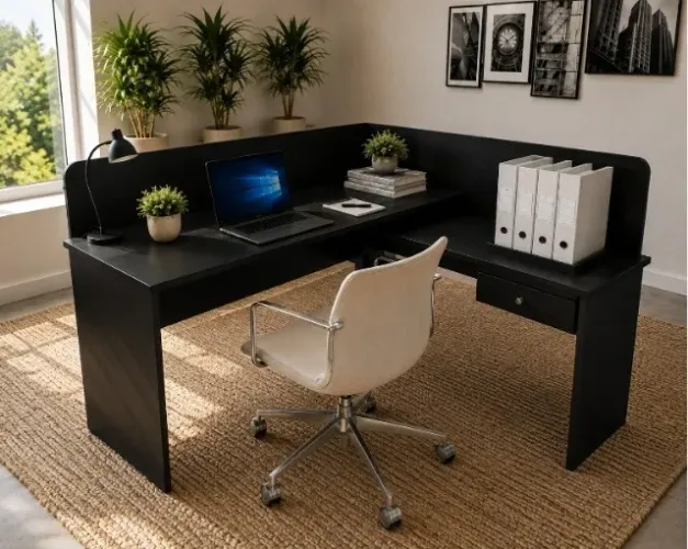 Plataforma em L.Top Work Alto Padrão. L136cm x P136cm x A104cm
