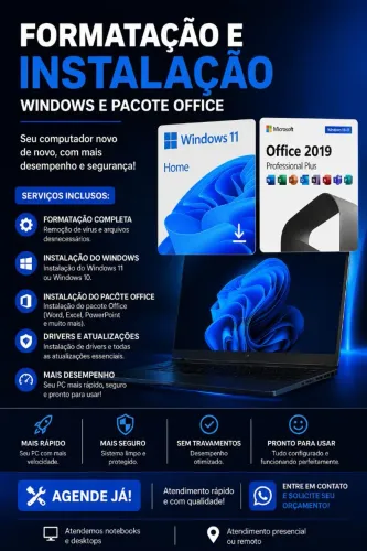 FORMATAÇÃO E INSTALAÇÃO DE WINDOWS + OFFICE 