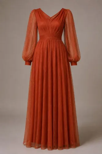 Vestido de festa terracota usado