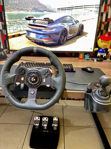 Volante Logitech G920 Completo com Câmbio Manual - Impecável