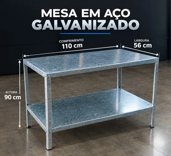 Mesa bancada em aço galvanizado - nova - direto da fábrica