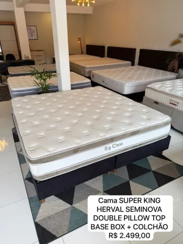 Cama box KING HERVAL SEMINOVA TOP - Entrego GRÁTIS! 