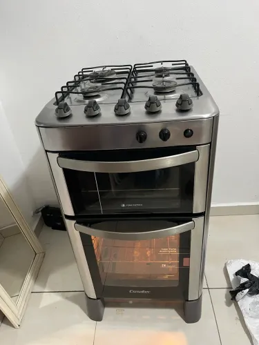 Fogão 4 bocas inox com forno duplo- excelente estado
