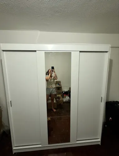 Guarda-roupa Casal Madesa Reno 3 Portas de Correr com Espelho