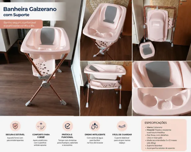 Banheira Galzerano rosé com redutor