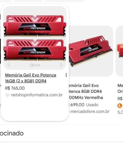 Memória DDR4 Geil Evo Potenza, 8GB 3000MHz, Red, GAPR48GB3000C16ASC