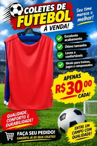 KIT 10 COLETES DUPLA FACE PARA FUTEBOL - EXCELENTE QUALIDADE!