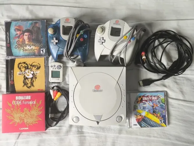 Dreamcast completo, VMU, Controle azul translucido, com jogos, Pier Solar, Crazy Taxi etc