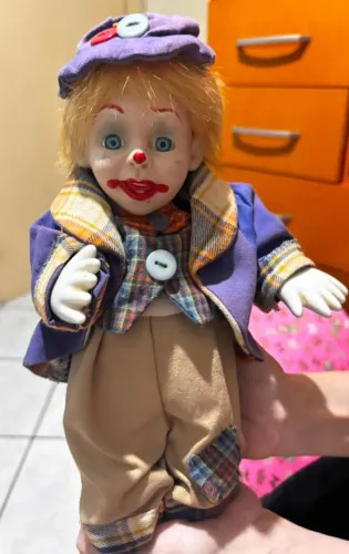 Brinquedo de colecionador. Vintage antigo palhaço francês