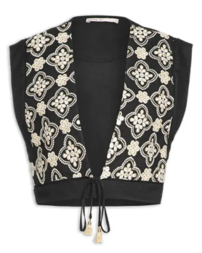 Colete Dress To Bordado Preto P Feminino