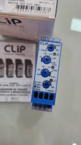 RELÉ FALTA DE FASE - Relé Monitor Tensão Trifásico 380VCA Sub/Sobretensão 2REV CLIP CLPT<br>
