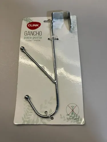 Cabide Gancho Porta Duplo Metal 3,5 x 10 x 21 cm Sem Parafuso - Clink