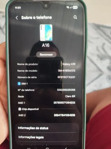 Celular Samsung A16 128g de memória 4ram internet 5g seminovo vão com caixinha carregador.