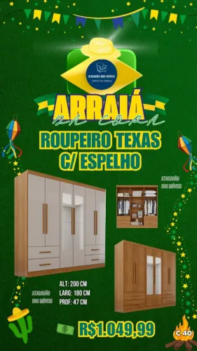 Guarda roupa c/espelho (Pague na entrega)