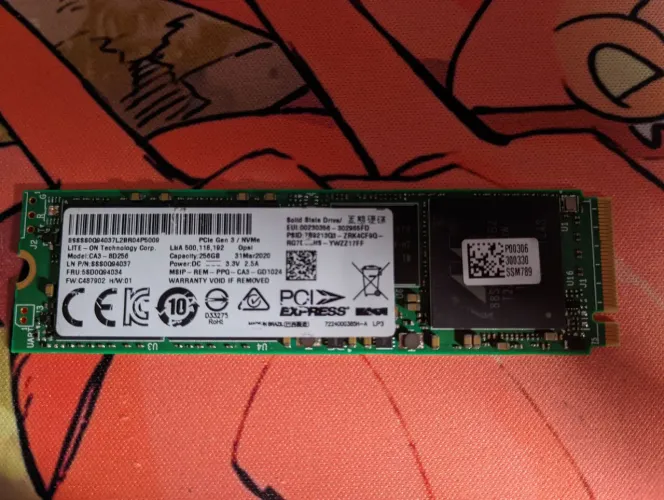 SSD NVMe 256gb LiteOn