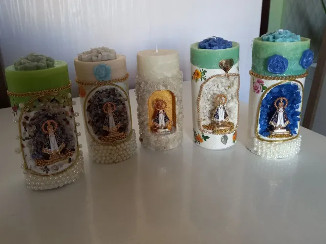 Velas oratória com nossa senhora em metal