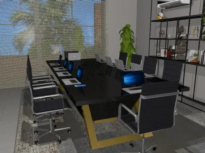 Mesa De Reunião Gold Tilting Ergonomic Delluxe: 8 Tomadas. L360cm x P130cm x A76cm
