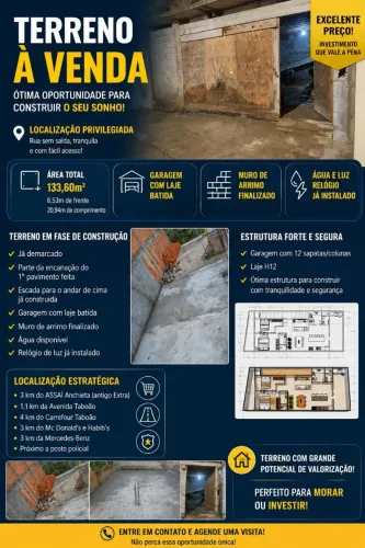 TERRENO À VENDA - OTIMA OPORTUNIDADE PARA MORAR OU INVESTIR