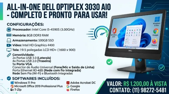 All in One DELL / Core i5 4590S / 8GB RAM / SSD 480GB