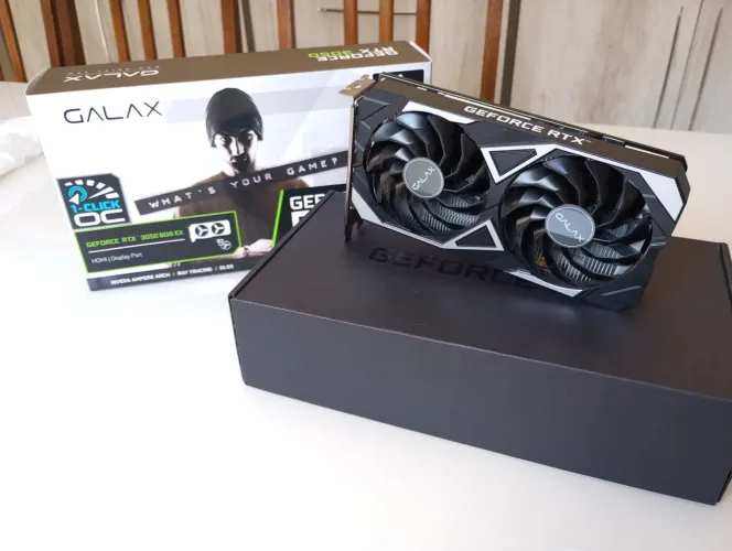 Placa de Vídeo NVIDIA GALAX RTX 3050, 6GB VRAM, EX V2 (1-click OC), GDDR6, 96-bit