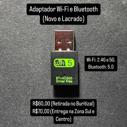 Adaptador USB Wi-Fi e Bluetooth (Novo e Lacrado)