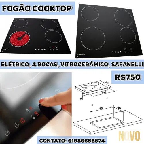FOGÃO COOKTOP 4 BOCAS ELÉTRICO R$750