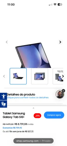 Galaxy Tab S10+ com capa teclado