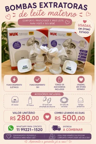 Vendo         Bomba Extratora de Leite Elétrica NUK/MAM - Funcionando - Completa.
