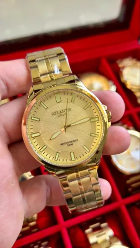 Relógio masculino dourado original