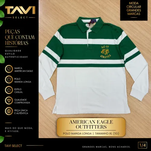 Polo American Eagle Manga Longa