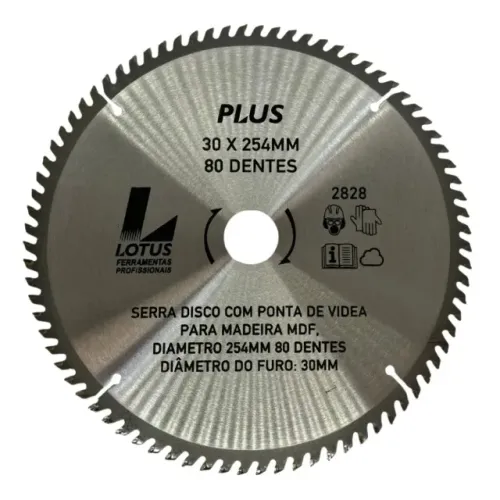 Disco Lâmina de Serra para Madeira MDF 10 Polegadas 254mm x 30mm x 80 Dentes Lotus 2828