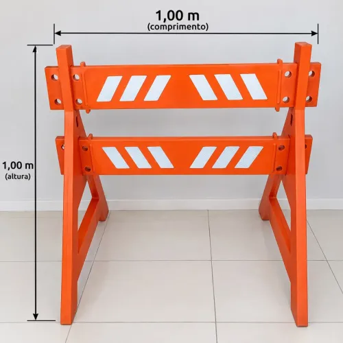 Cavalete de Sinalização de Obras Laranja com Faixas Refletivas