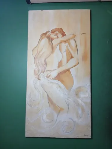 Quadro pintado a mão med 2mx1m ass pela artista