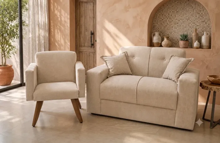 Sofá 2 lugares com 1 poltrona decorativa novo direto de fábrica