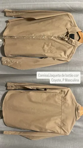 Camisa/Jaqueta de botão cor Coyote, P Masculino