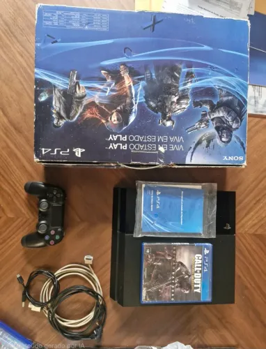 ps4 com jogo e controle