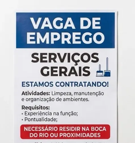 Vaga para serviços gerais