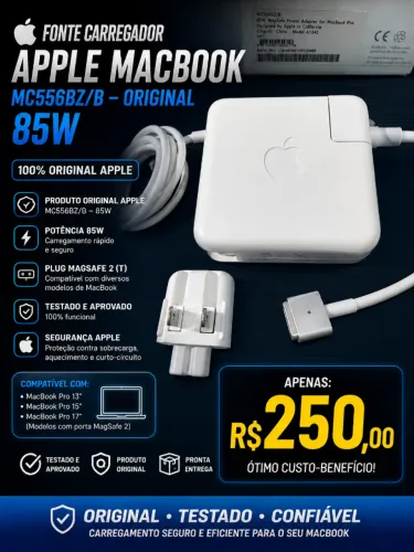 Fonte carregador Apple macbook MC556BZ/B original 85w