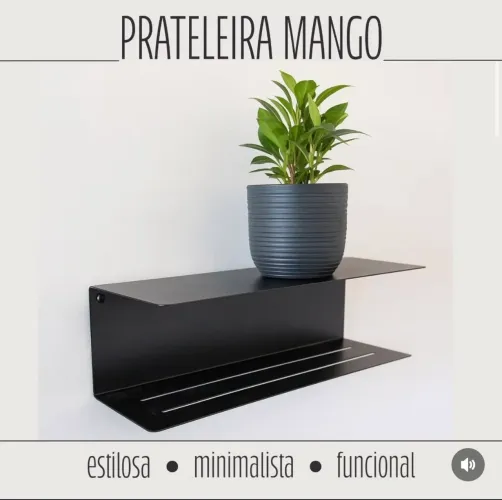 Prateleira Preta pintura eletrostática em inox 30x10x10cm