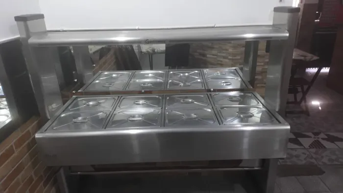 Buffet 8 cubas quente todo de inox retirar no heliopolis Sacomã parcelo no cartão