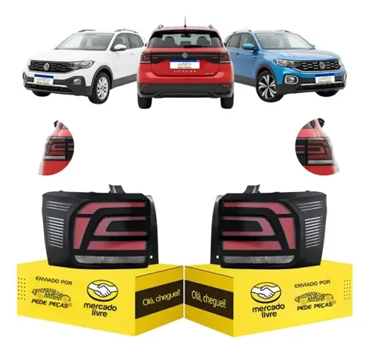 Par Lanterna Vw T-cross 2019 2020 2021 2022 2023 2024 C/led Ambos Lados Fume